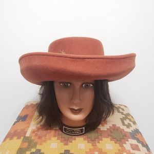 Vintage Whittall & Shon Ballman Doeskin Felt Porkpie Scarf Hat